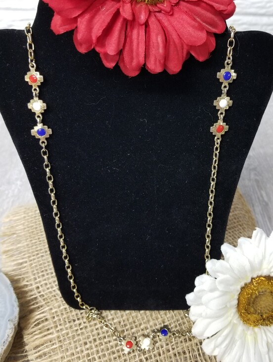Jewelry - Necklace Featuring Red, White And Blue Accents